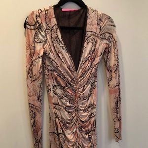 Emanuel Ungaro Silk Long Sleeved Paisley Dress